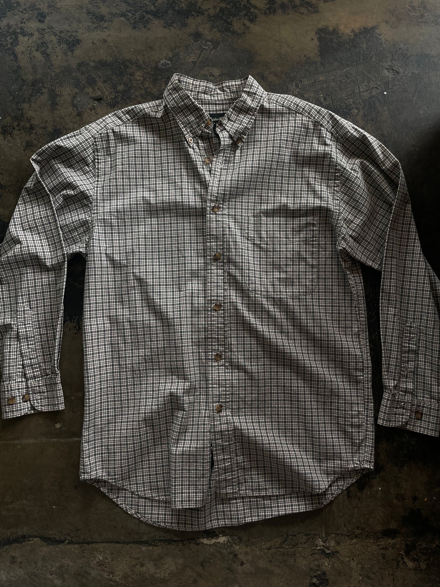 Eddie Bauer Neutral Plaid Button Up