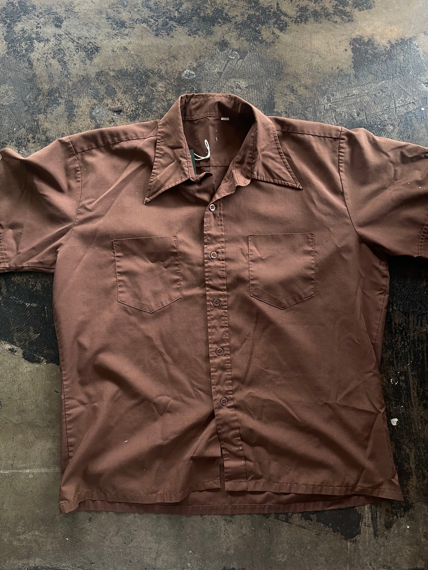 Brown Short Sleeve Button Up