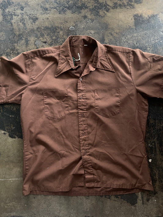 Brown Short Sleeve Button Up
