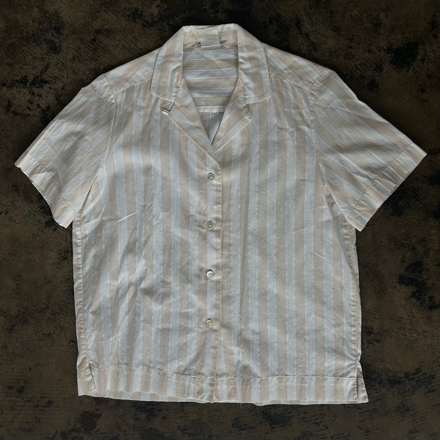 Baby Pink + White Stripe Short Sleeve Blouse