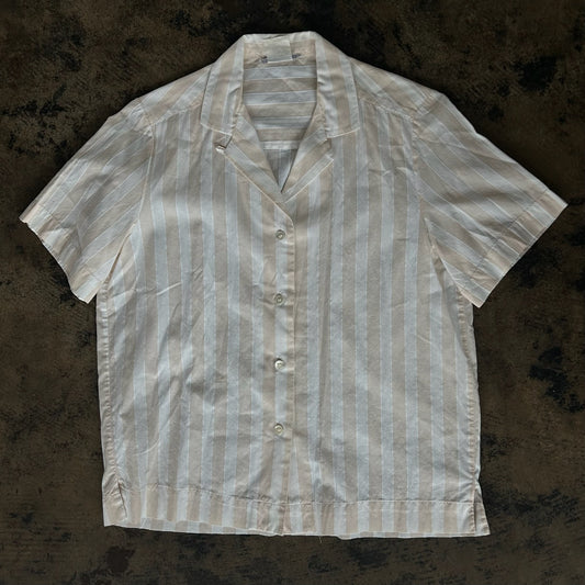 Baby Pink + White Stripe Short Sleeve Blouse