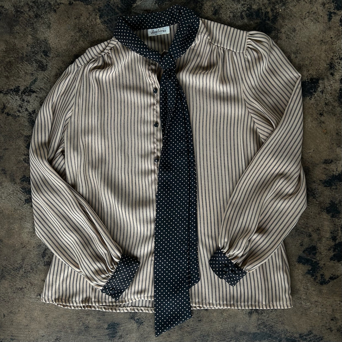 Black + Tan Paneled Pattern Blouse