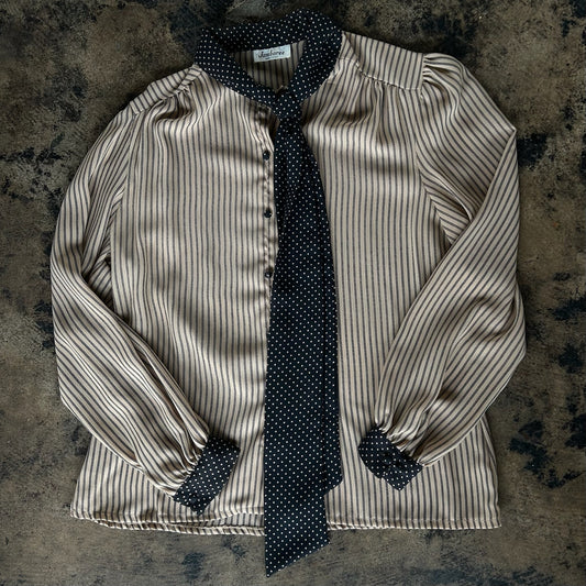 Black + Tan Paneled Pattern Blouse
