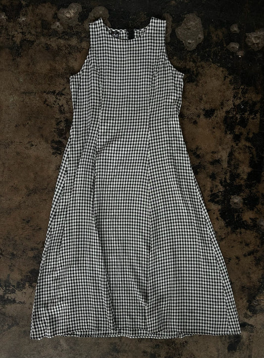Sleeveless Black Plaid 90s Maxi Dress