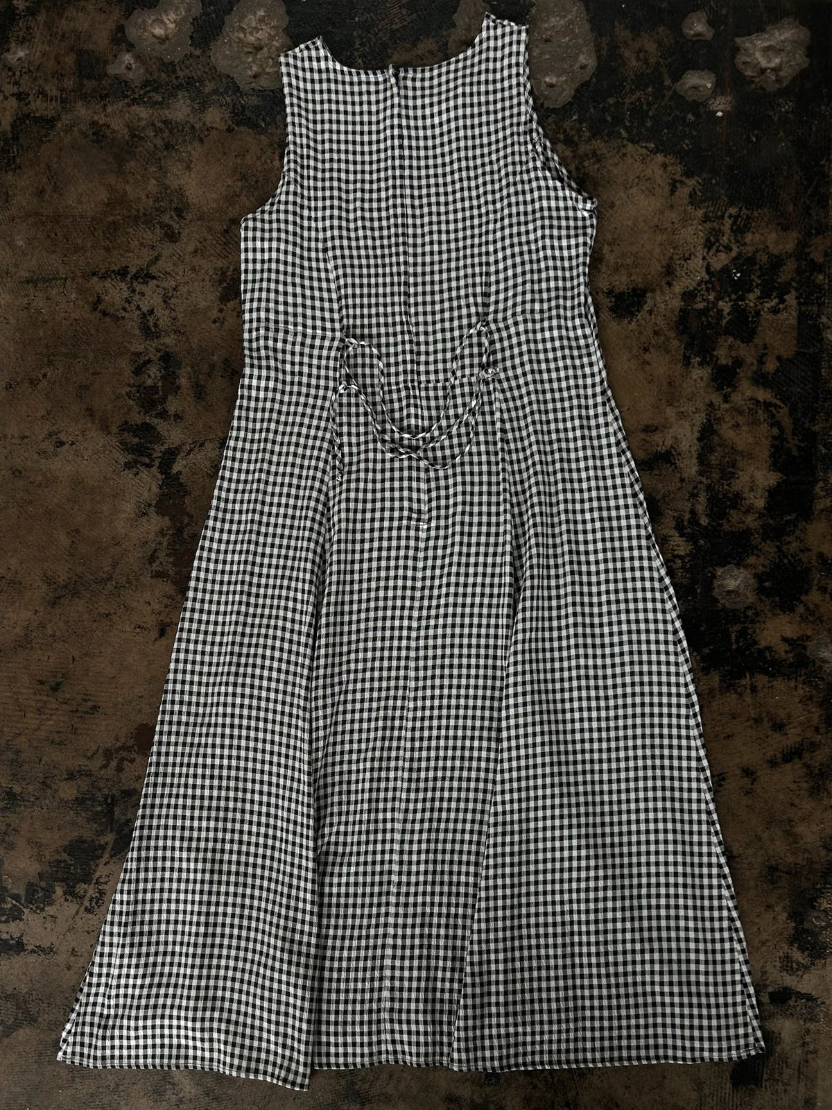 Sleeveless Black Plaid 90s Maxi Dress