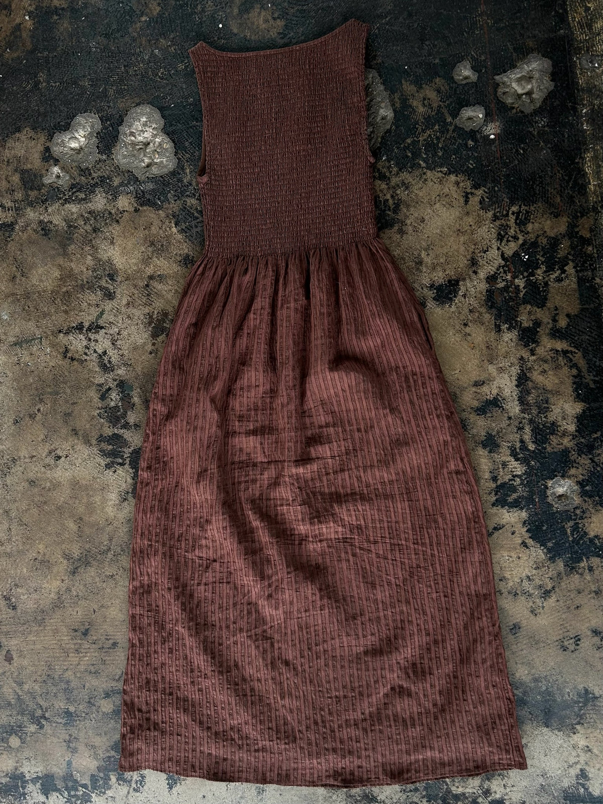 Brown Gathered Maxi Dress