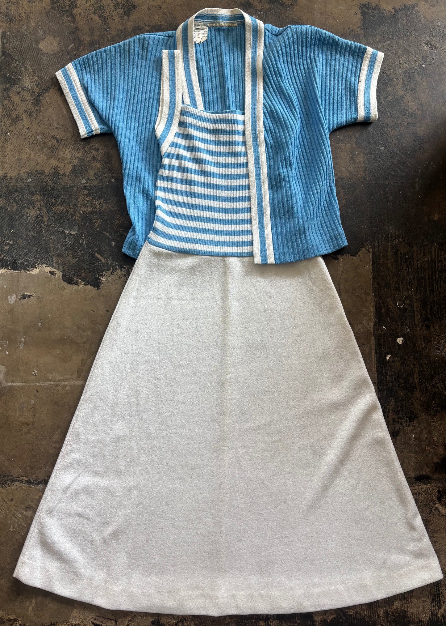 Blue + White Striped Sweater Dress Set