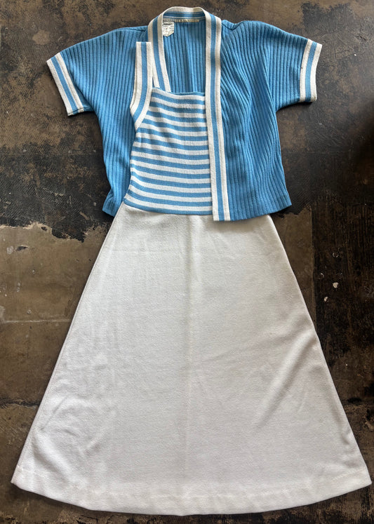 Blue + White Striped Sweater Dress Set