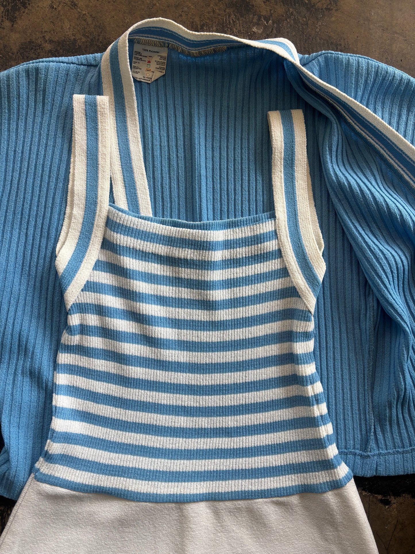 Blue + White Striped Sweater Dress Set