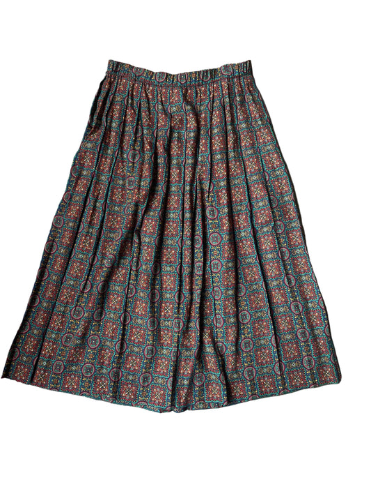 Susan Bristol Patterned Pleated Skirt