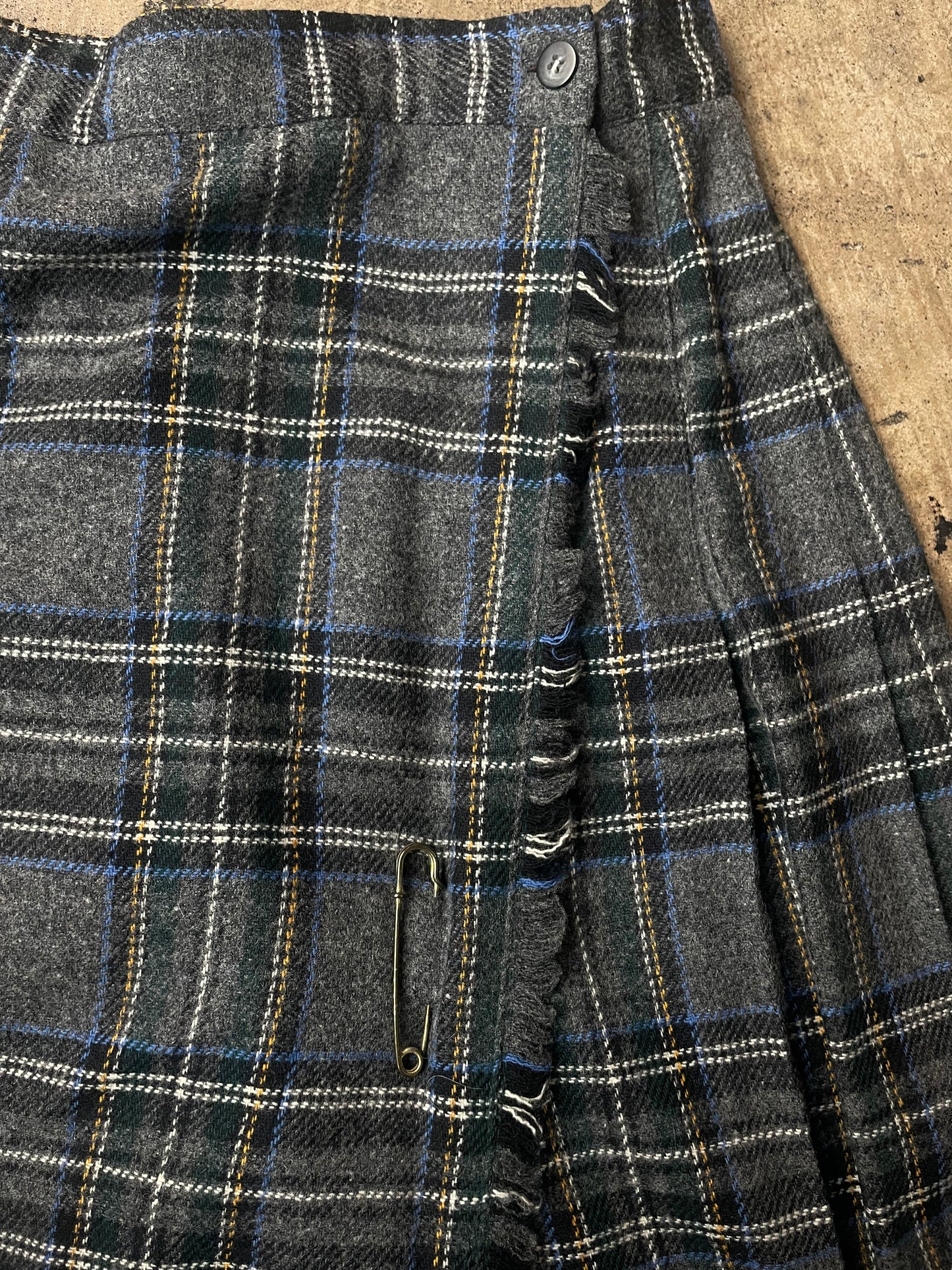 Gray + Blue Susan Bristol Plaid Midi Skirt
