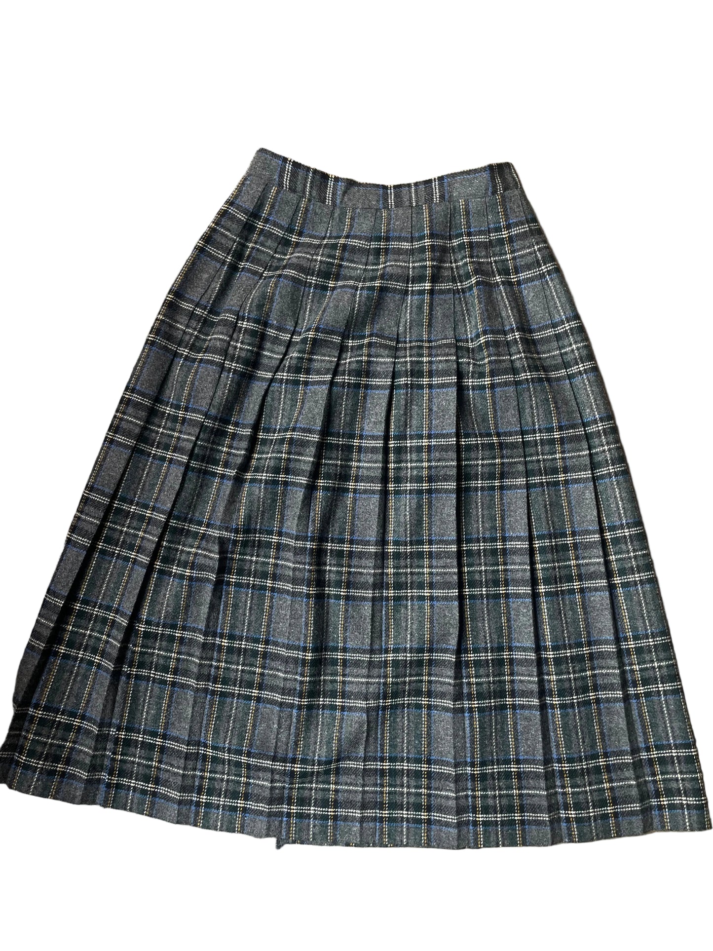Gray + Blue Susan Bristol Plaid Midi Skirt