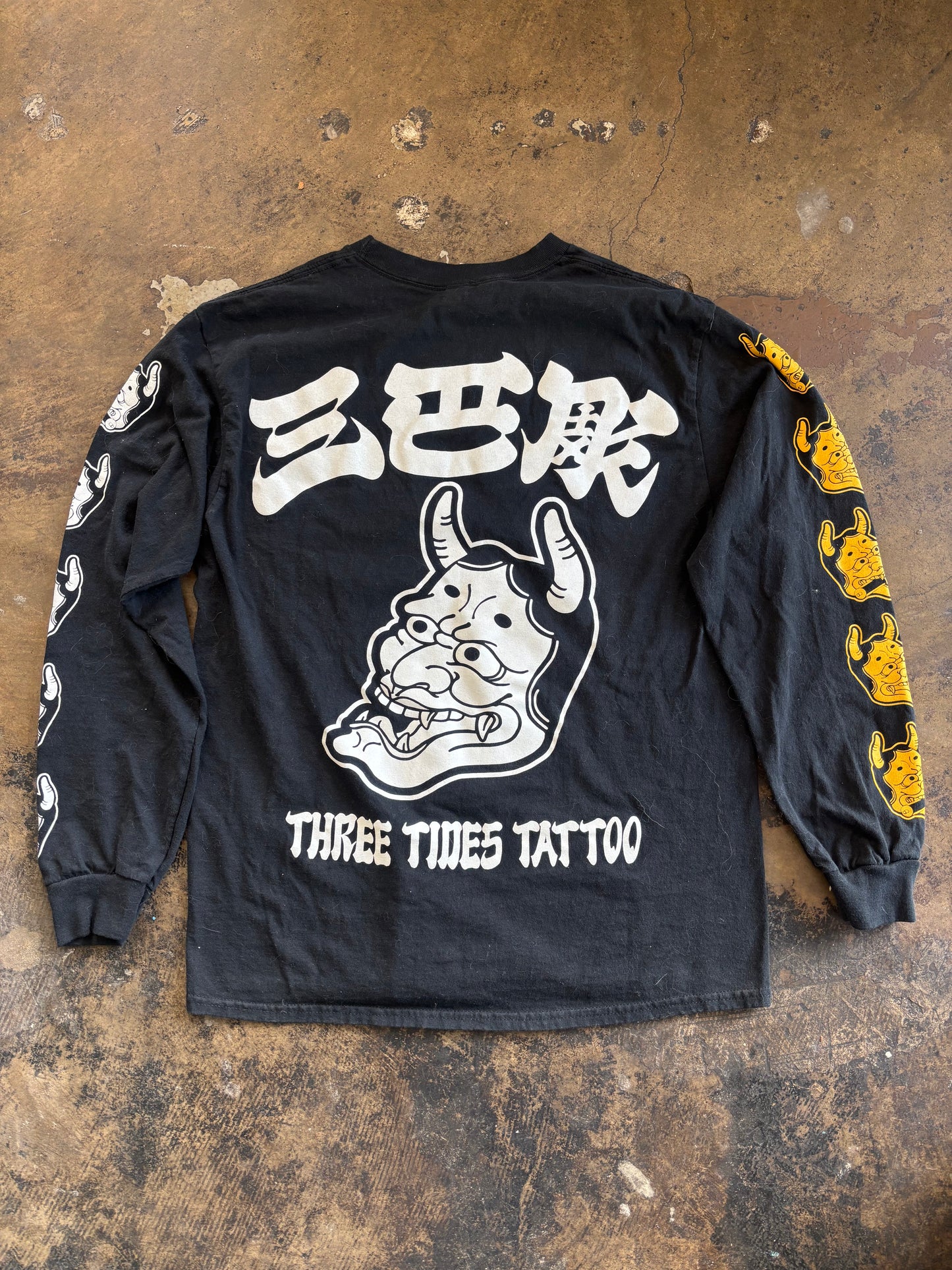 Black Three Tides Tattoo Long Sleeve Graphic Tee