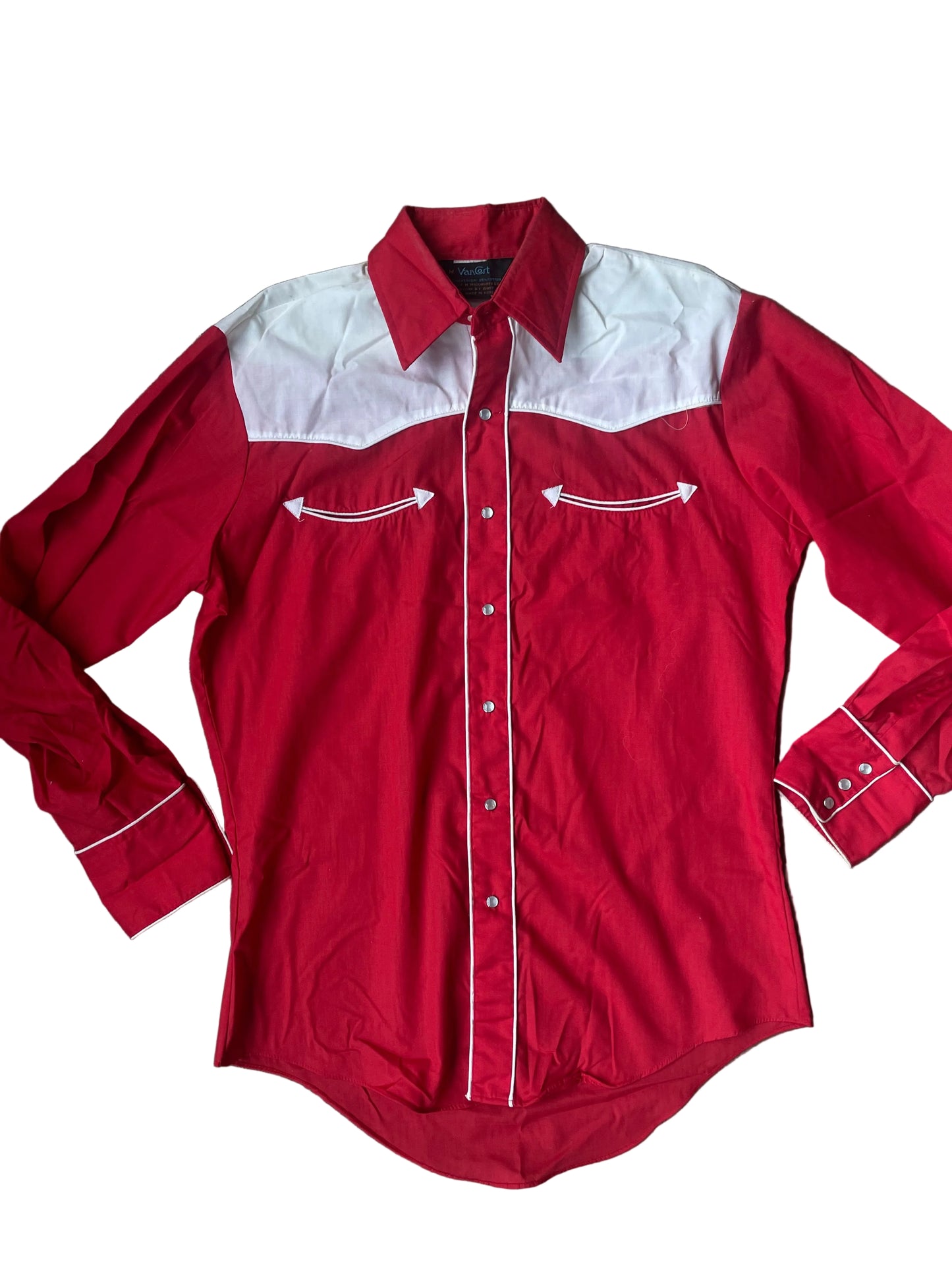 Red Vintage VanQrt Western Shirt Pearl Snap