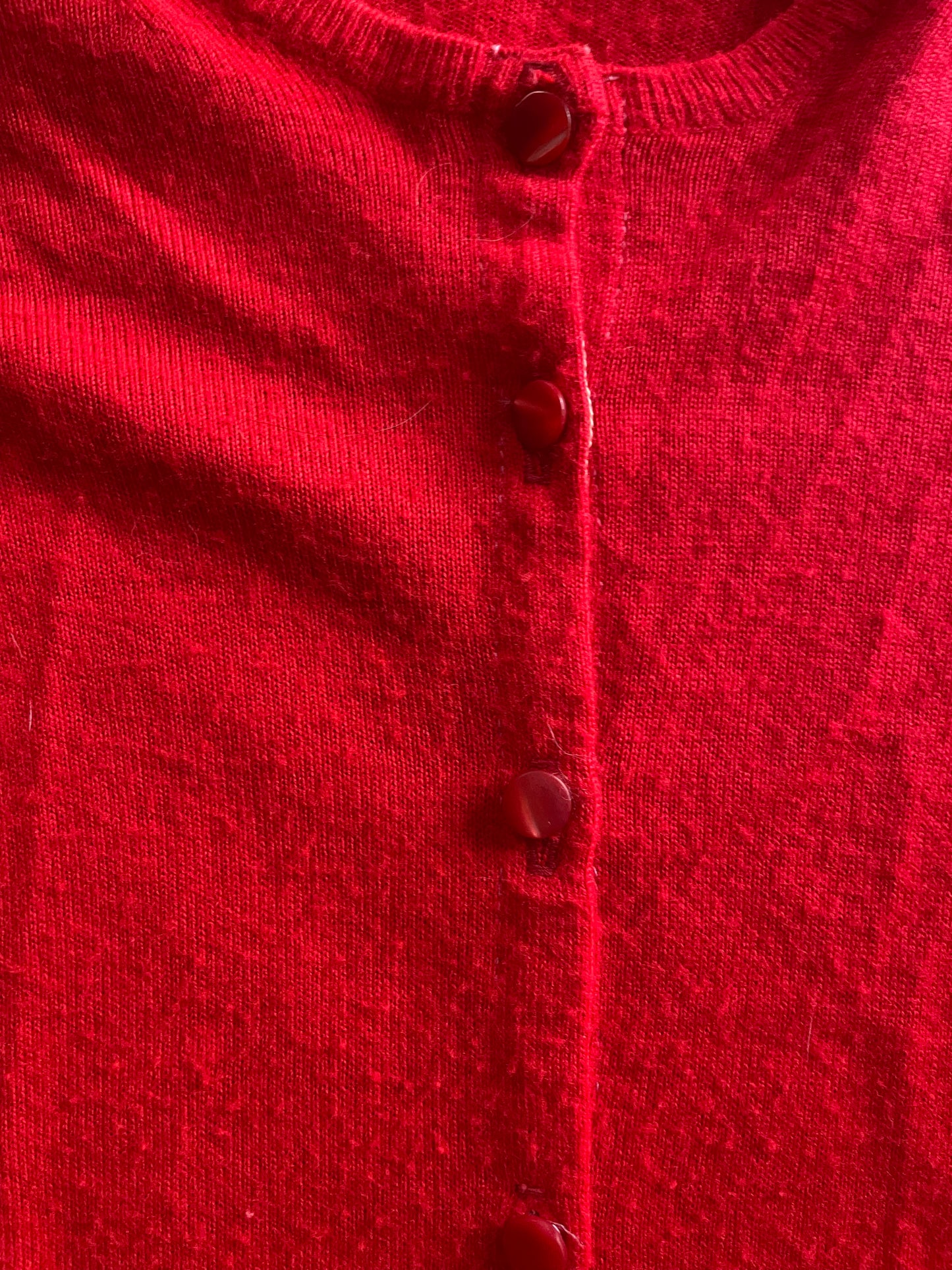 Bright Red Button Front Long Sleeve Cardigan