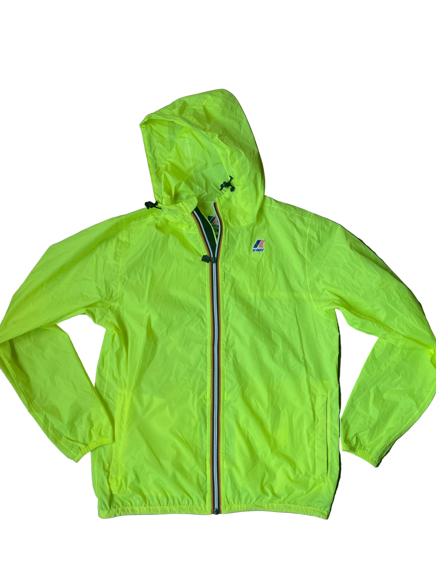 Neon Yellow K-Way Packable Zip Up Jacket