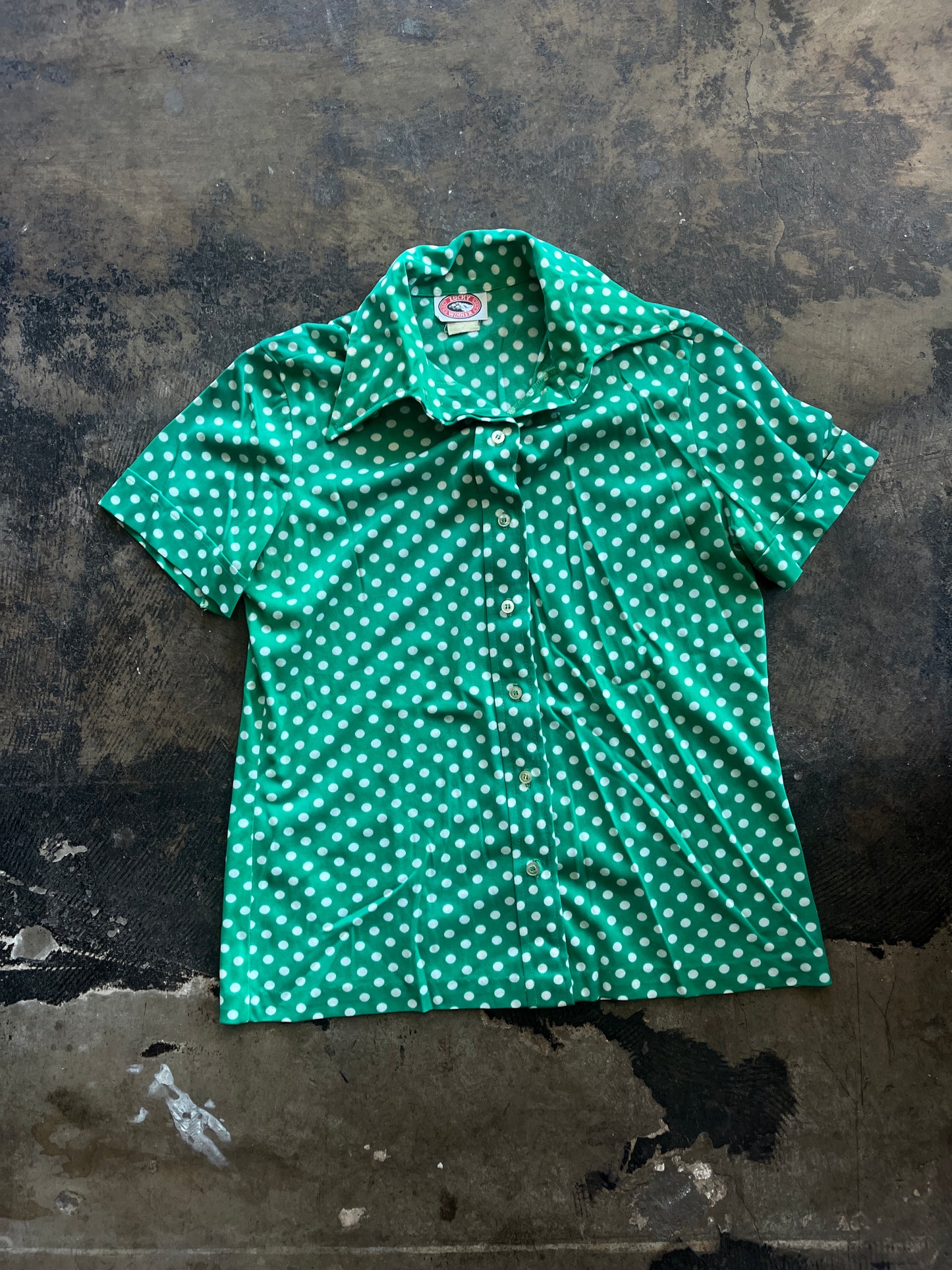 Green Polk a Dot Blouse