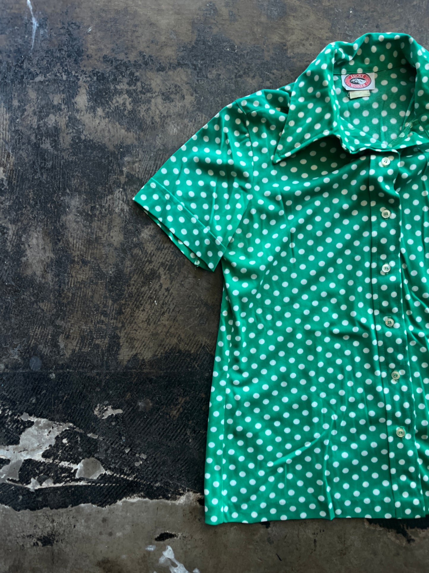 Green Polk a Dot Blouse