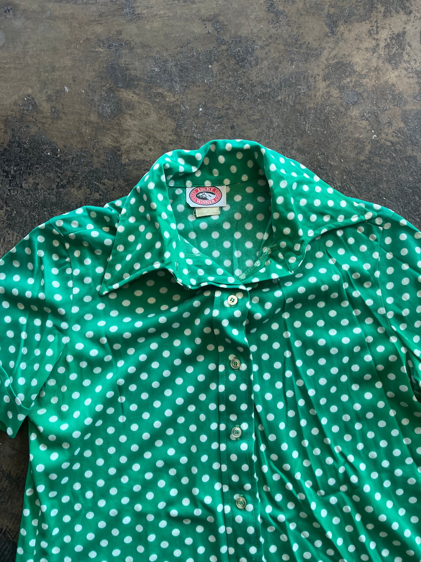 Green Polk a Dot Blouse