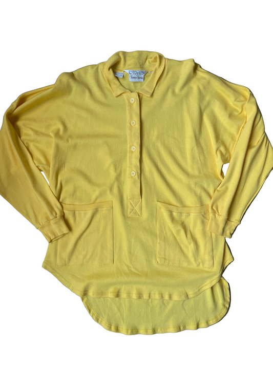 Yellow Toto n Ko Long Sleeve Polo Shirt w/ Pockets