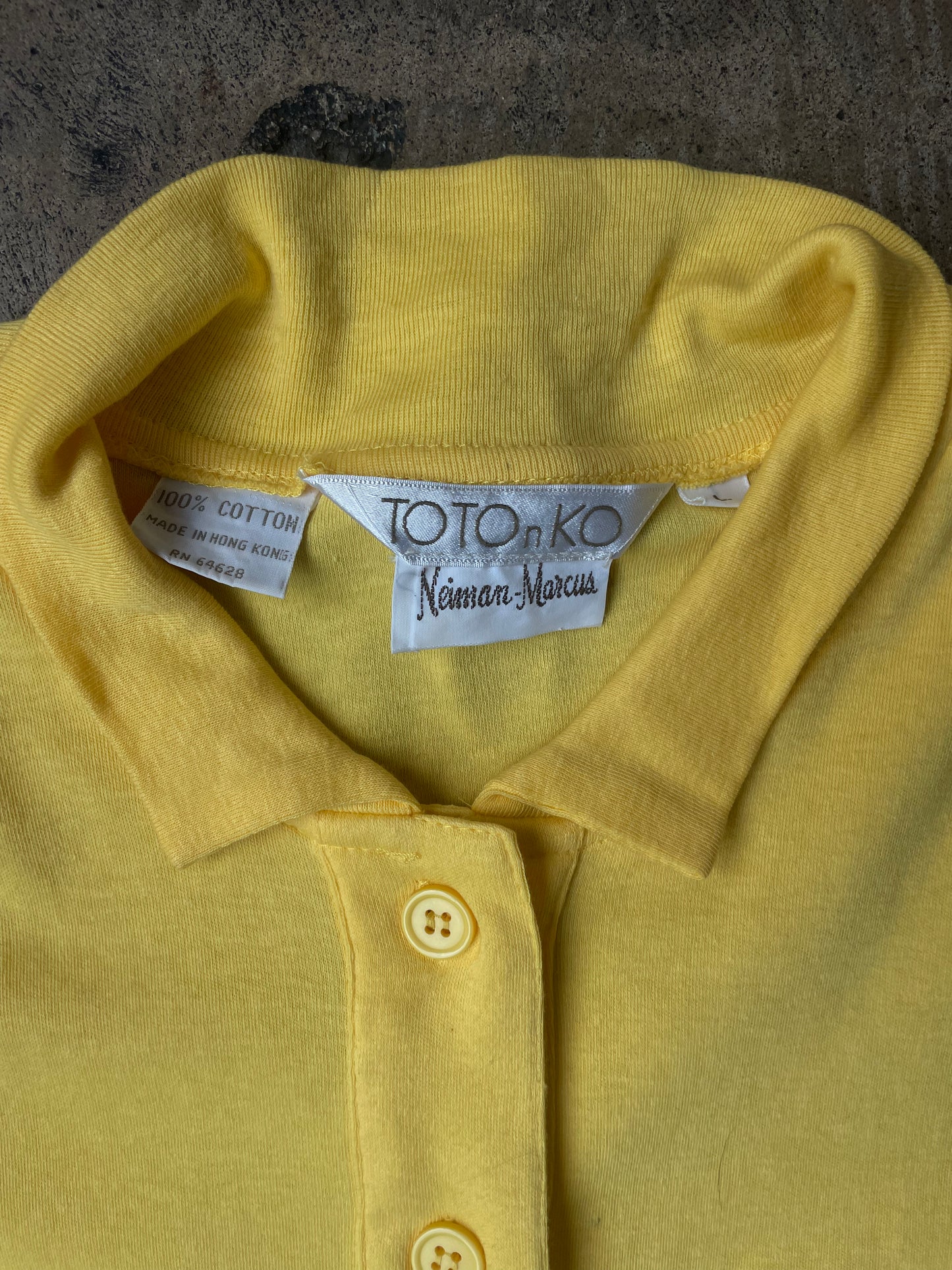 Yellow Toto n Ko Long Sleeve Polo Shirt w/ Pockets