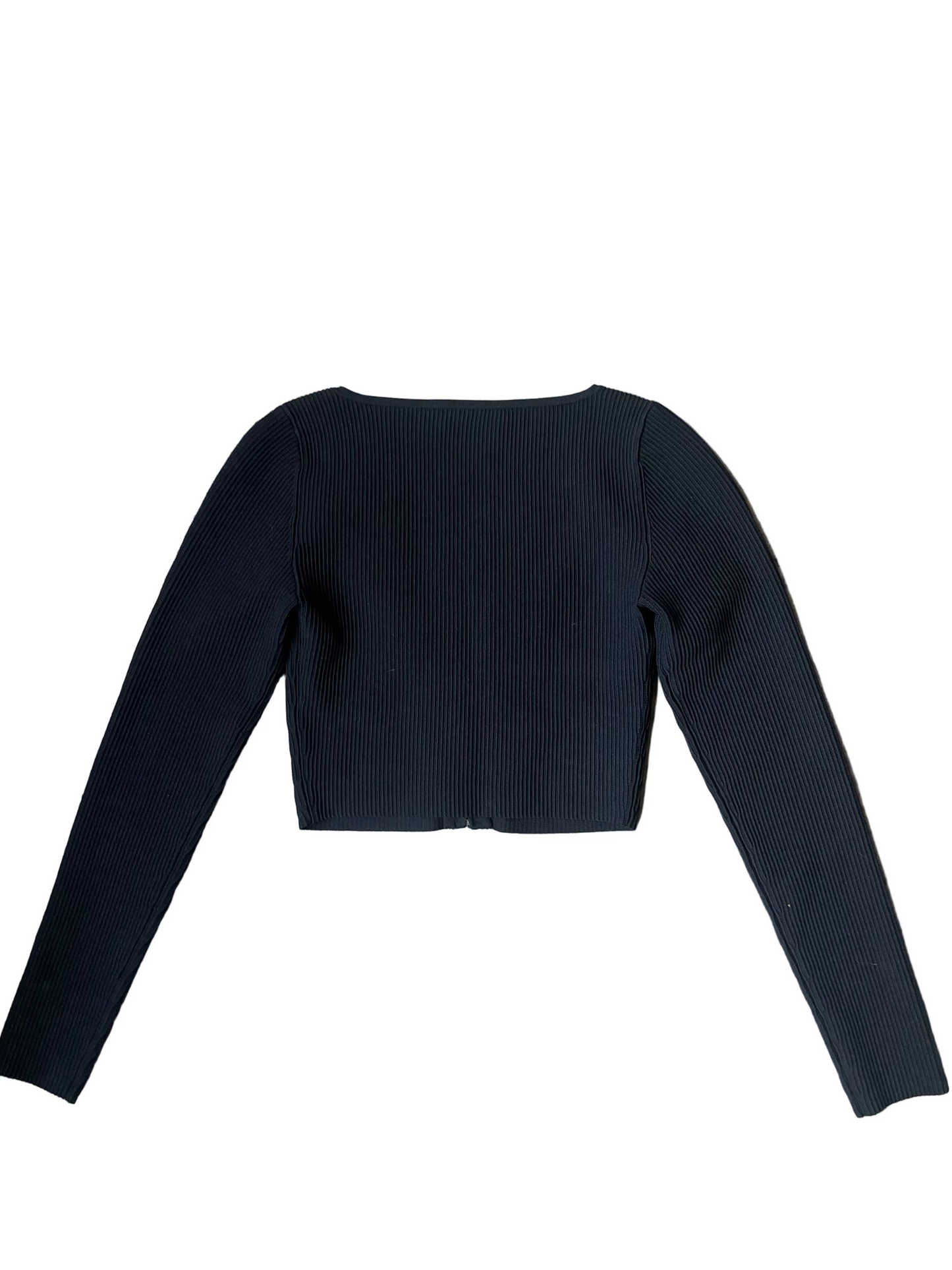 Cropped Black Babaton Sculpt Knit Ribbed Long Sleeve