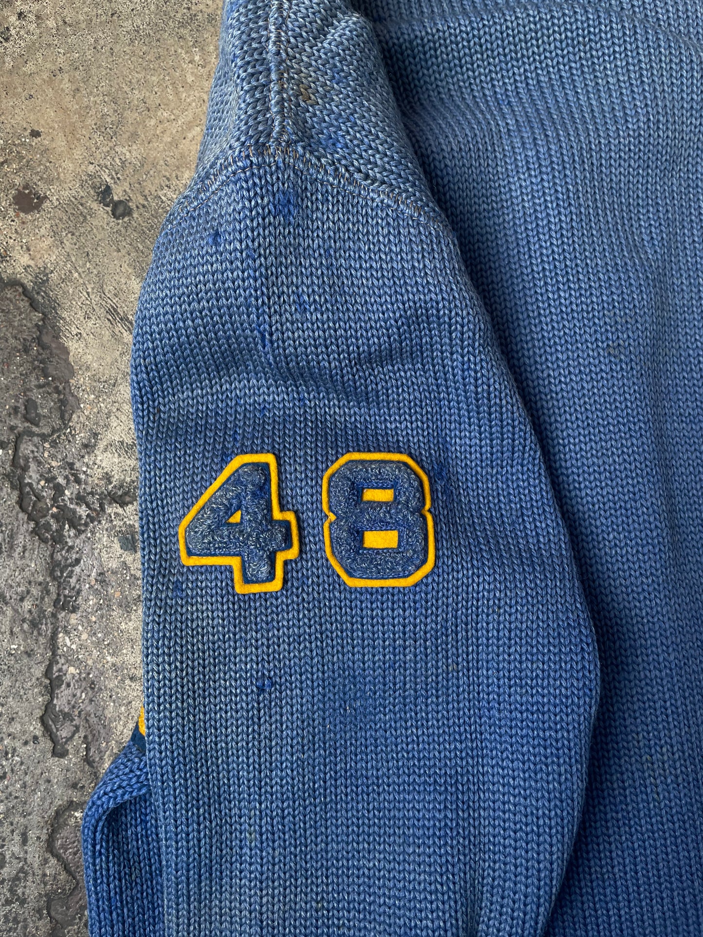 Vintage Blue Letterman Cardigan Sweater