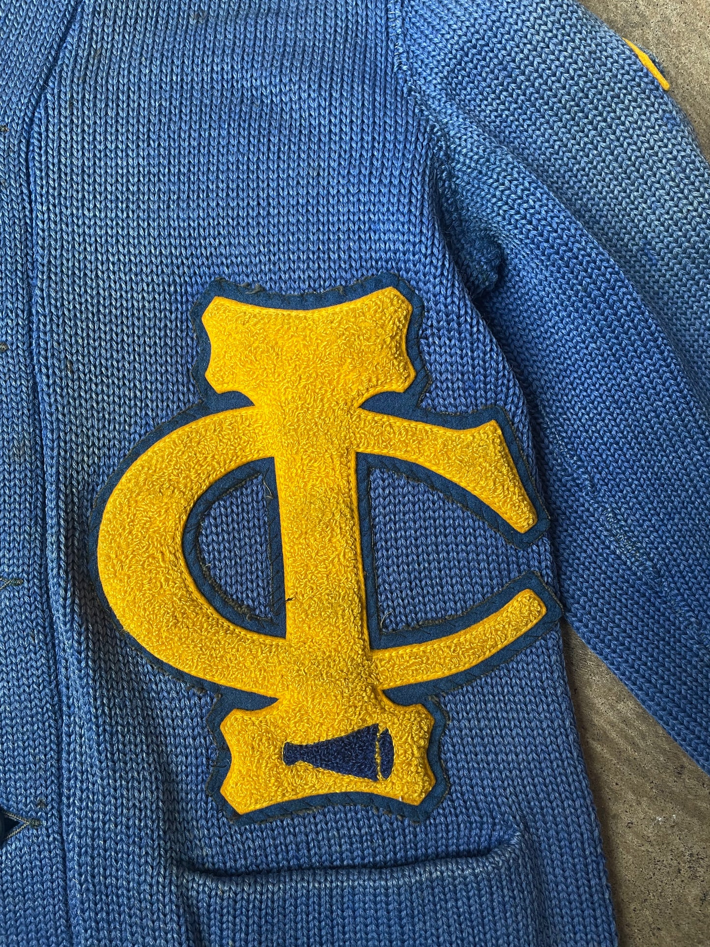 Vintage Blue Letterman Cardigan Sweater