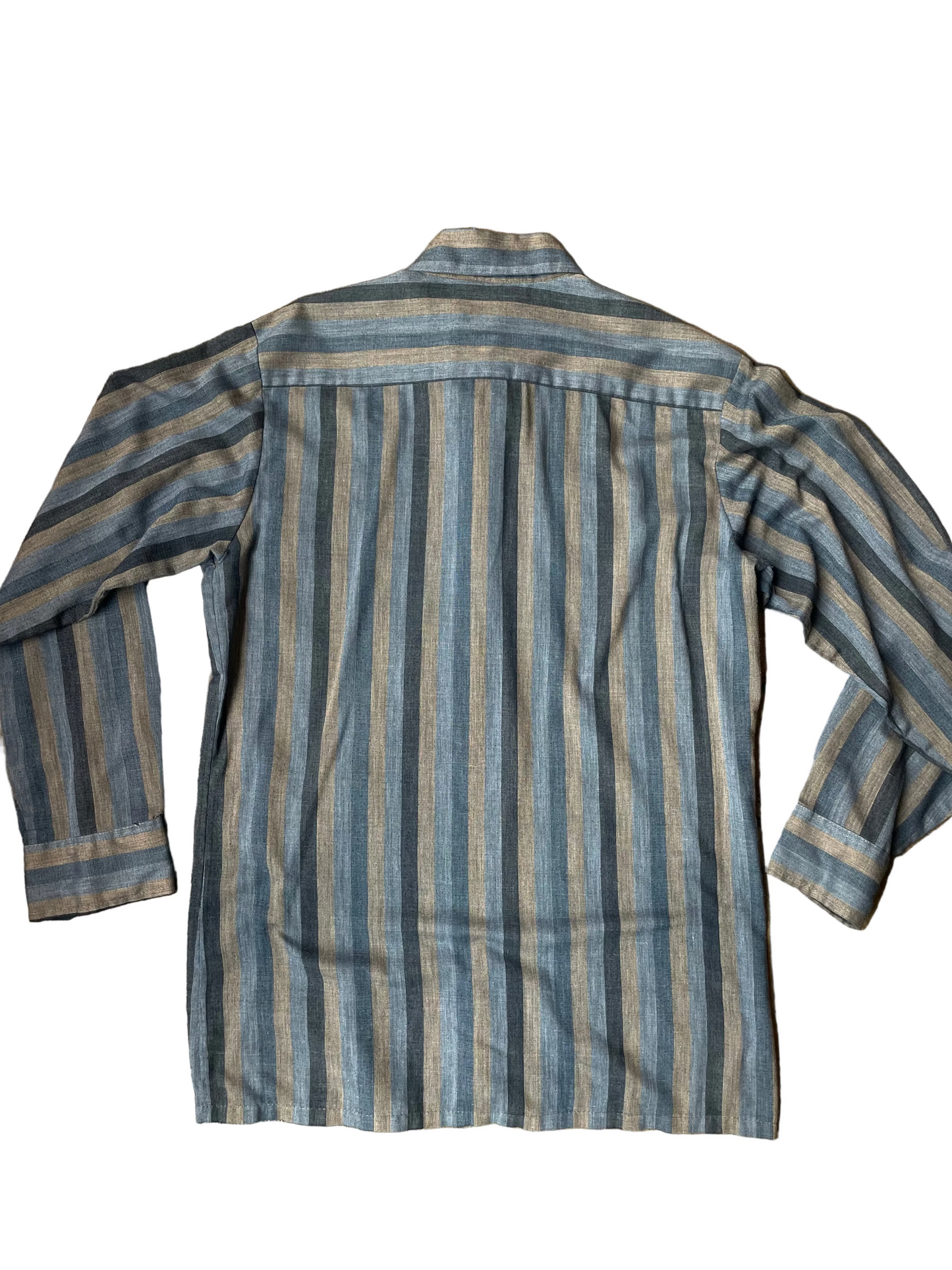 Da Vinci California Navy Blue + Gray Button Striped Long Sleeve Down