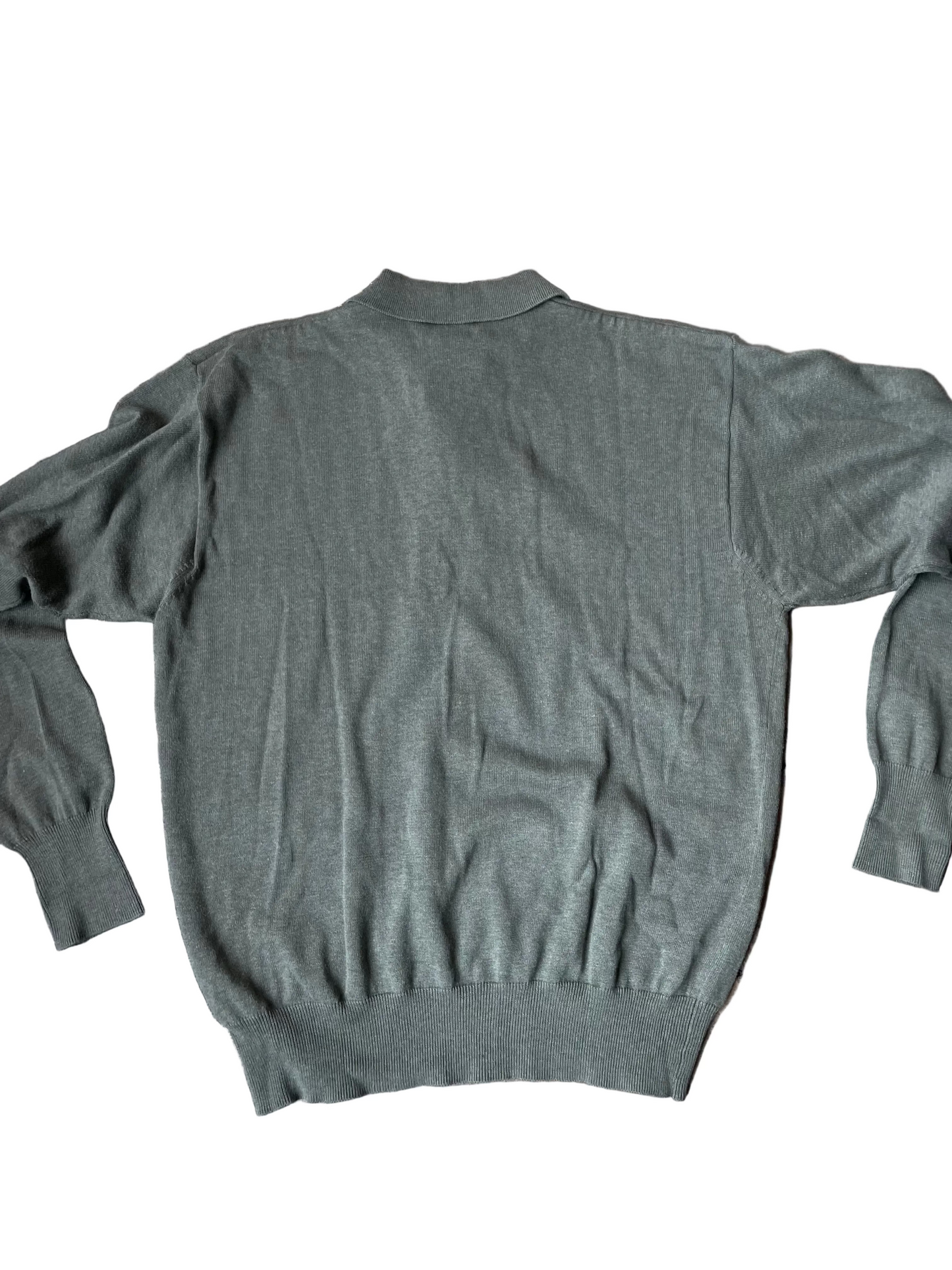 Neiman Marcus Exclusive Green Long Sleeve Knit Polo Sweater