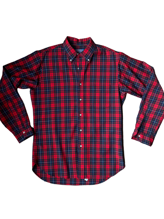 Bright Red + Green Plaid Pendleton Long Sleeve Button Down