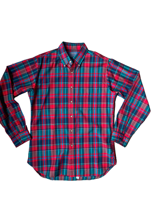 Bright Red + Teal Green Plaid Pendleton Long Sleeve