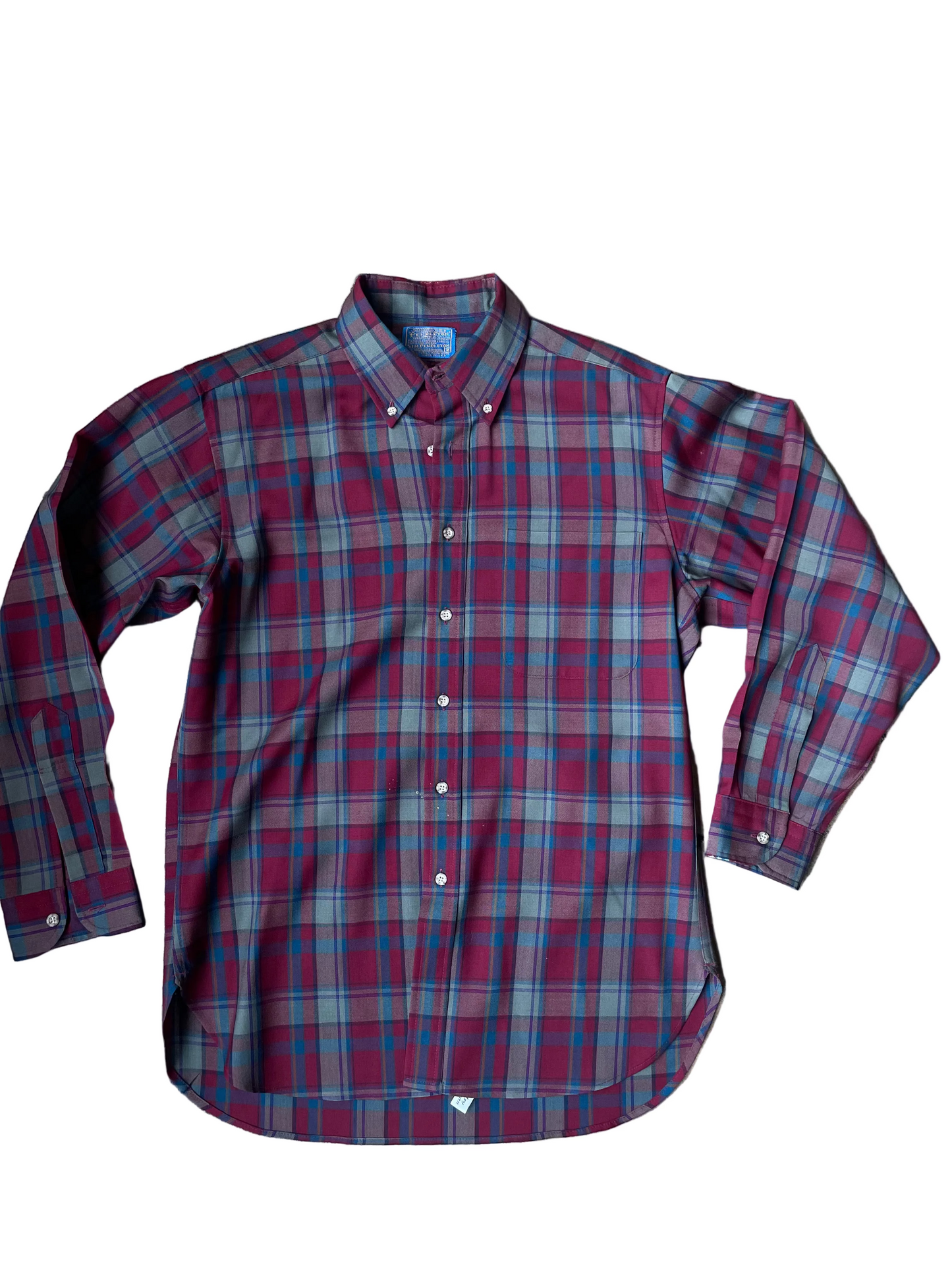 Maroon + Green Plaid Pendleton Long Sleeve Shirt
