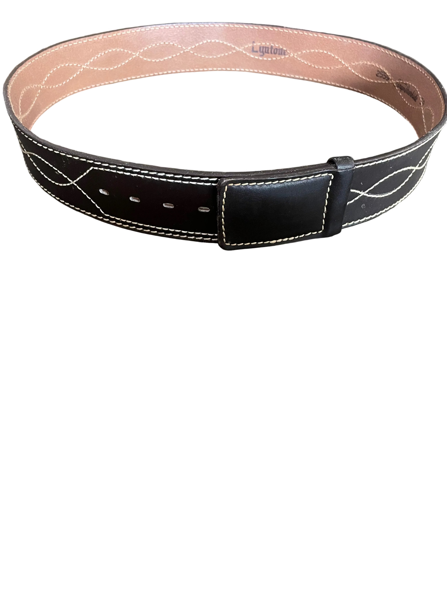 Dark Brown Stitched Leather Belt