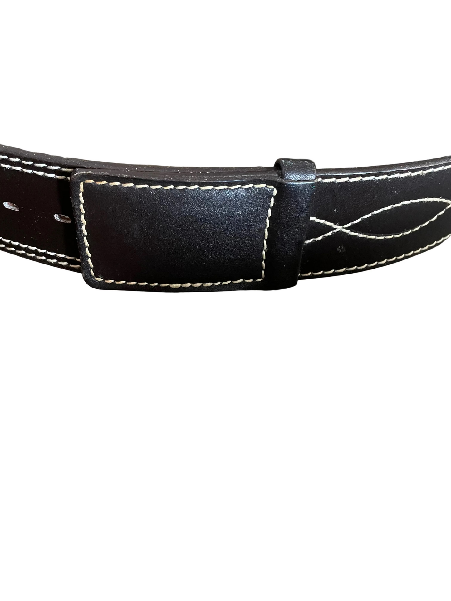 Dark Brown Stitched Leather Belt