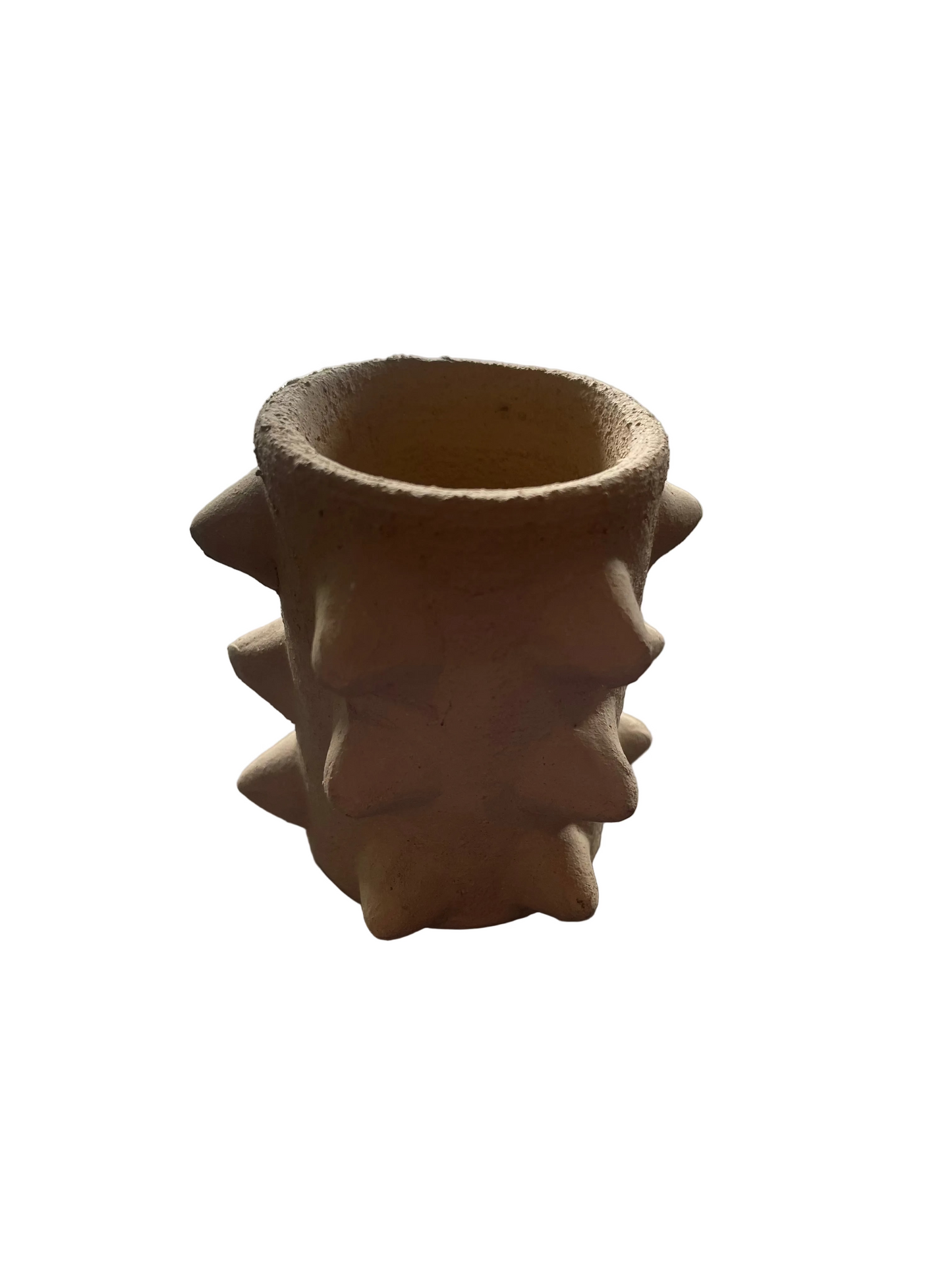 Small Tan Spikey Clay Vase