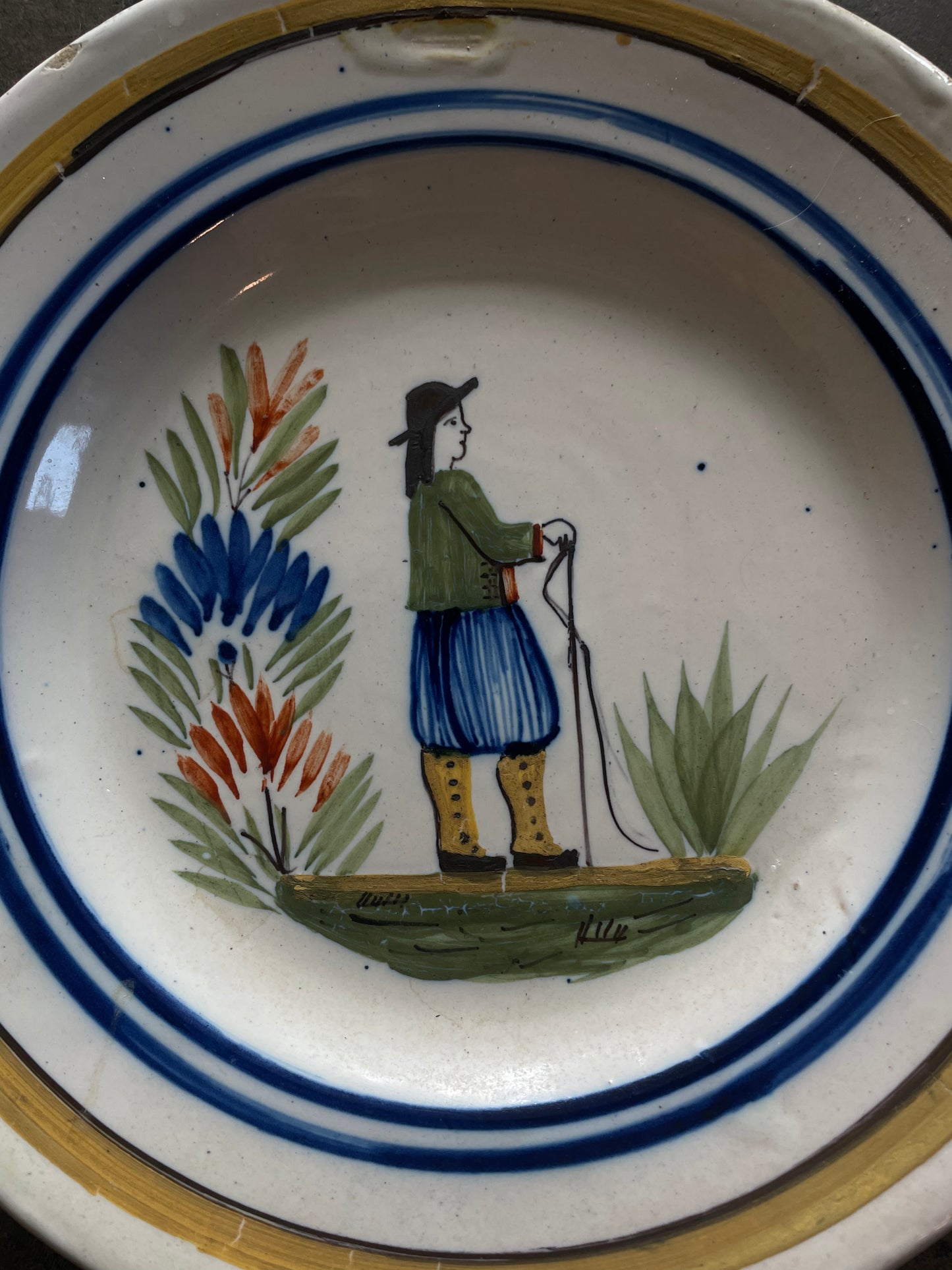French Handpainted Woman Plate