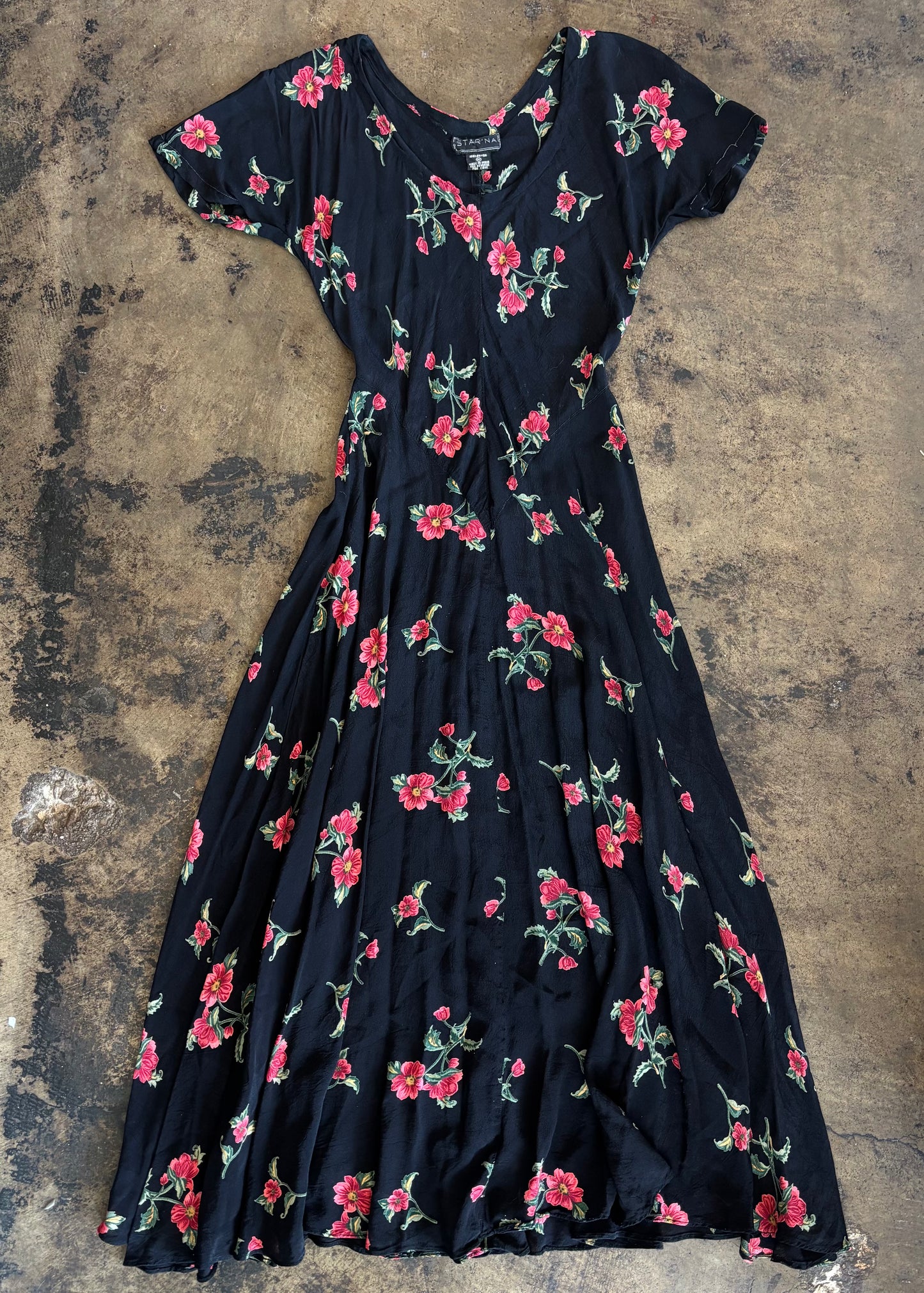 Black + Red Floral Maxi Dress