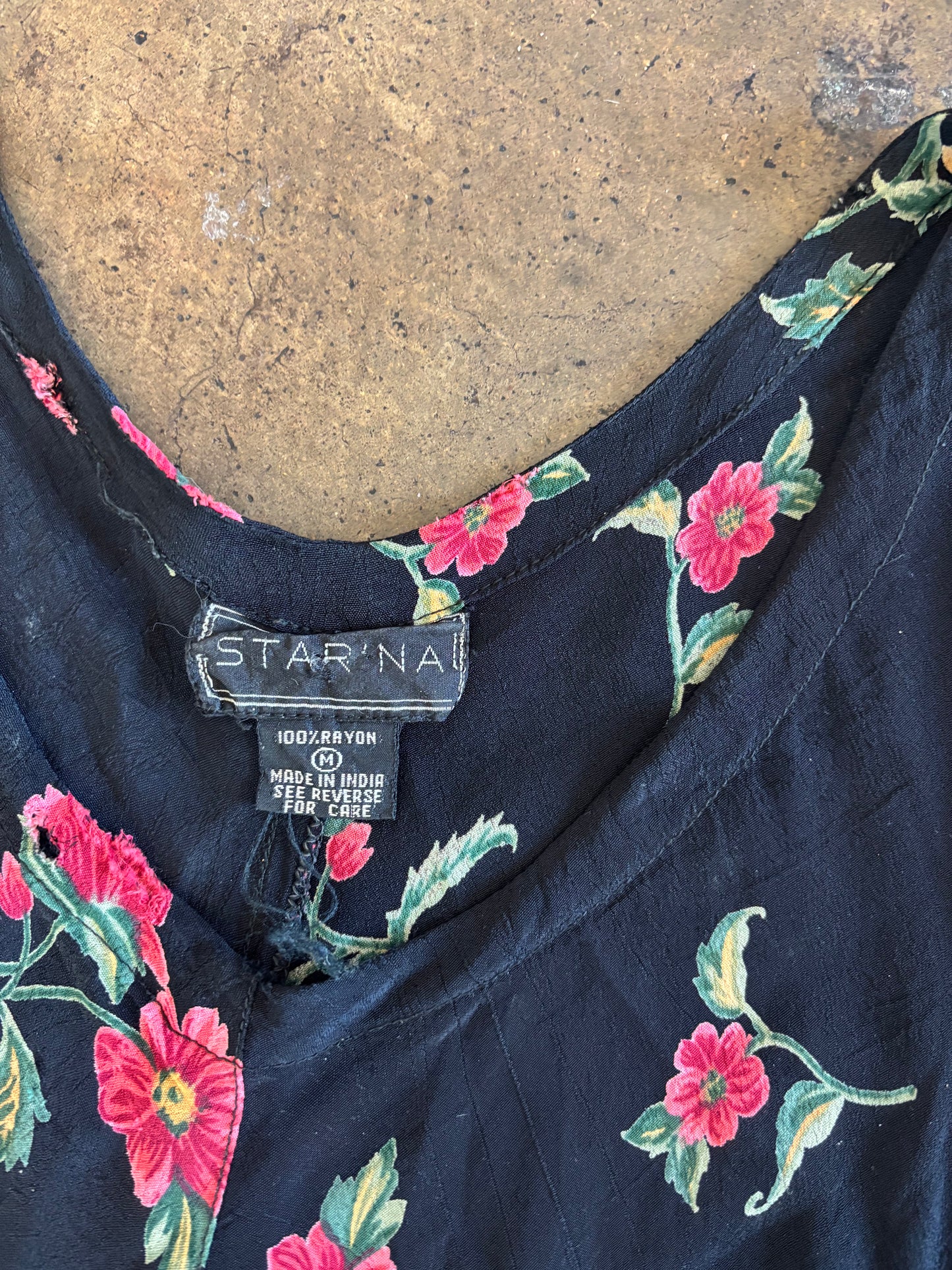 Black + Red Floral Maxi Dress