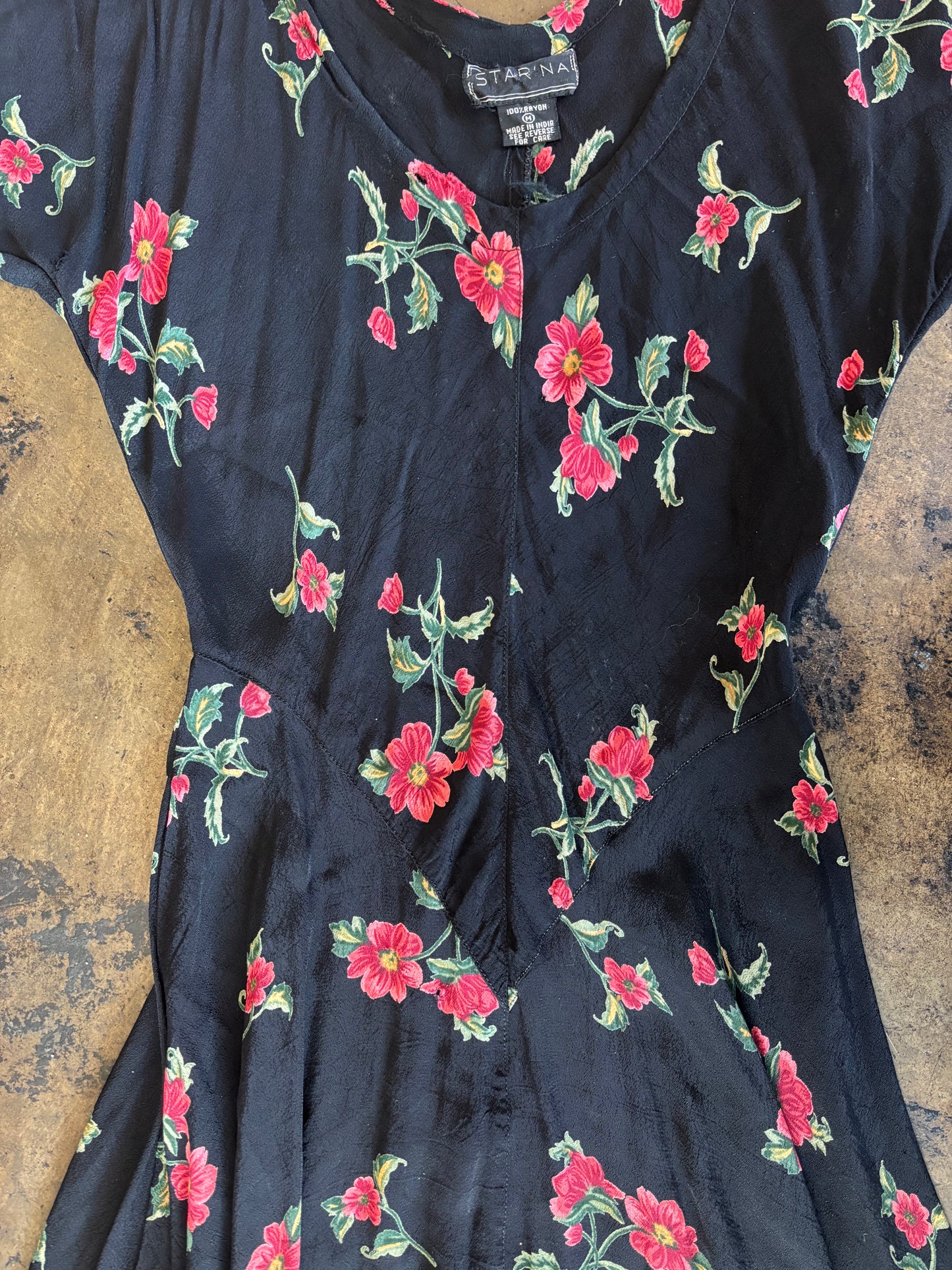 Black + Red Floral Maxi Dress