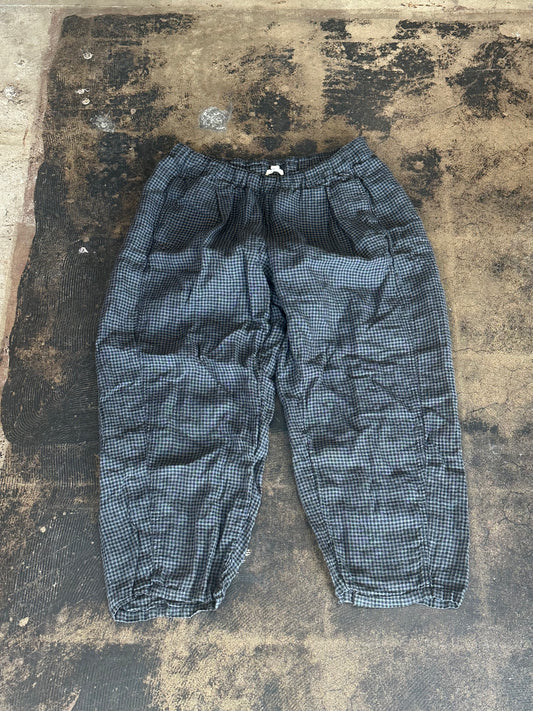 Gray + Black Eileen Fisher Gingham Pants