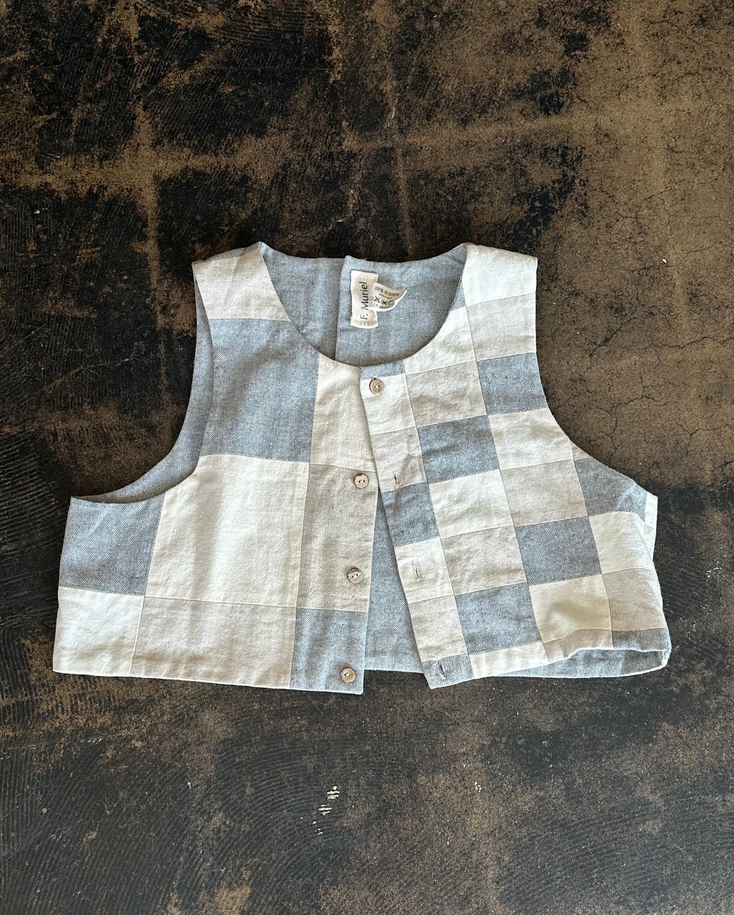 F. Muriel Plaid Button Up Vest