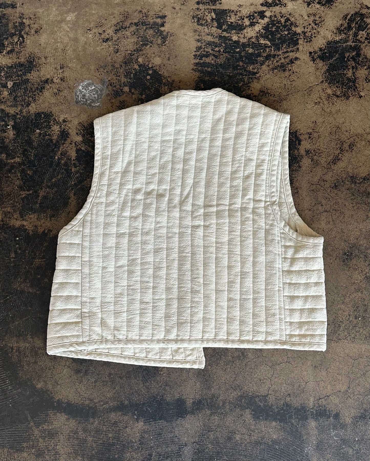 Khaki Black Crane Quilted Vest