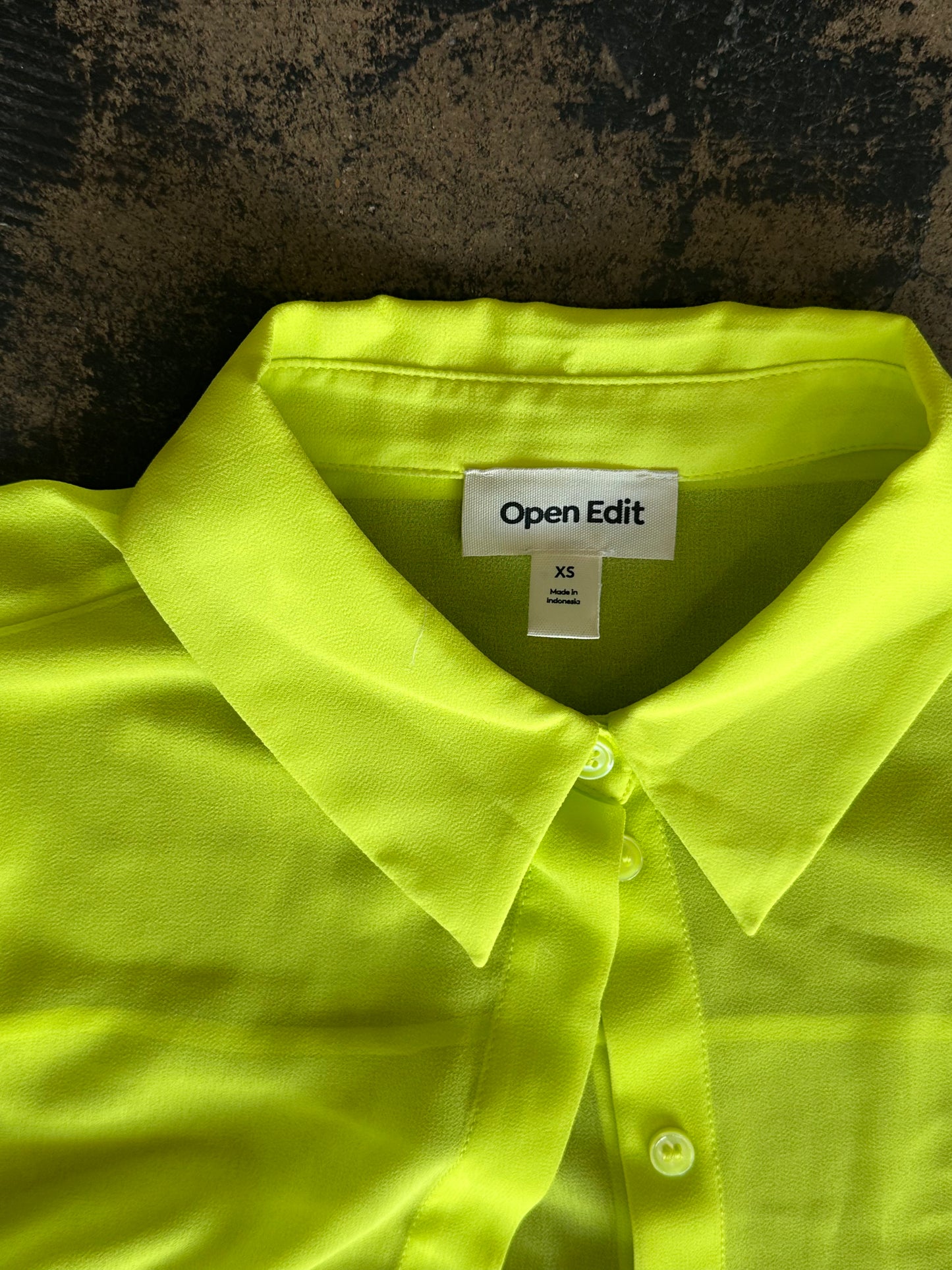 Lime Green Open Edit Sheer Button Down