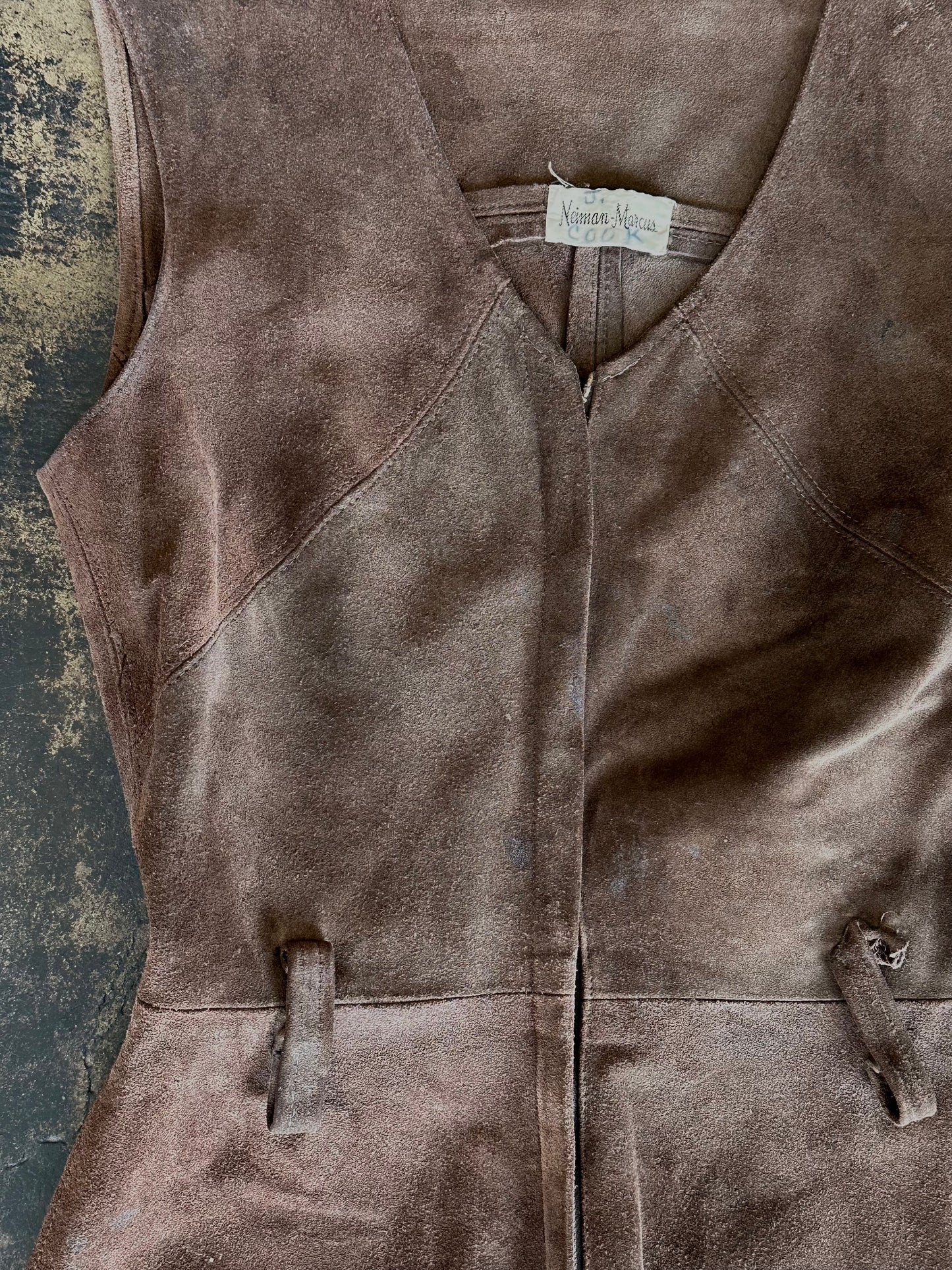 Brown Suede Zip Front Mini Dress