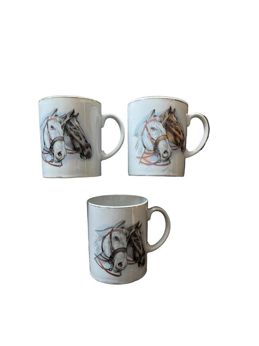 Small Japanese Horse Mug Set