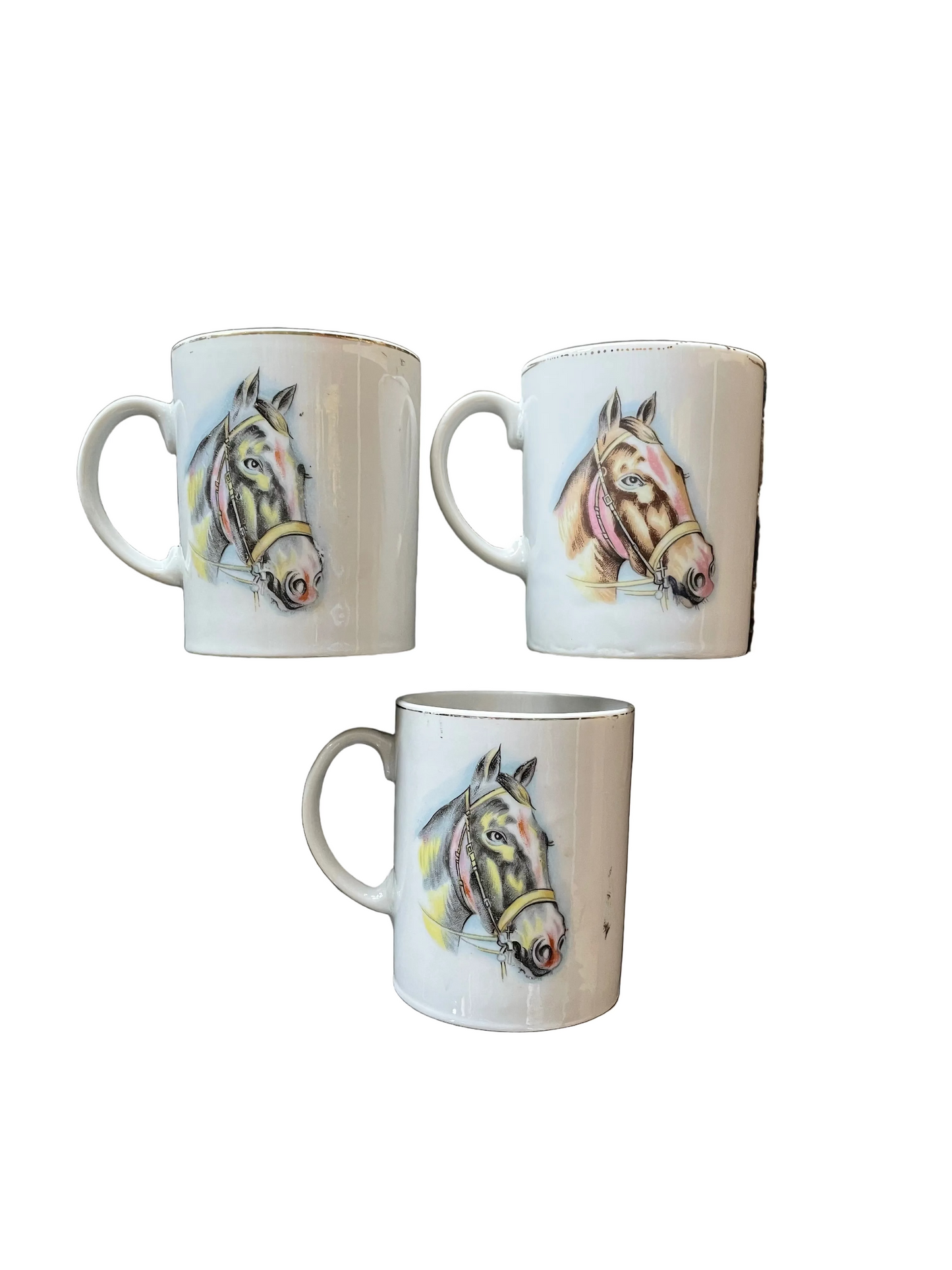 Small Japanese Horse Mug Set