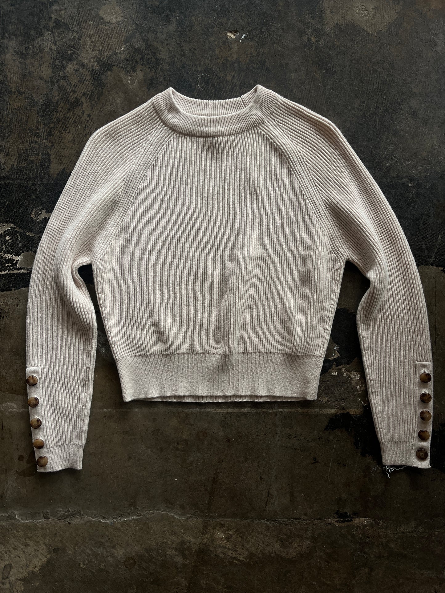 Sezane Button Sleeve Tan Sweater