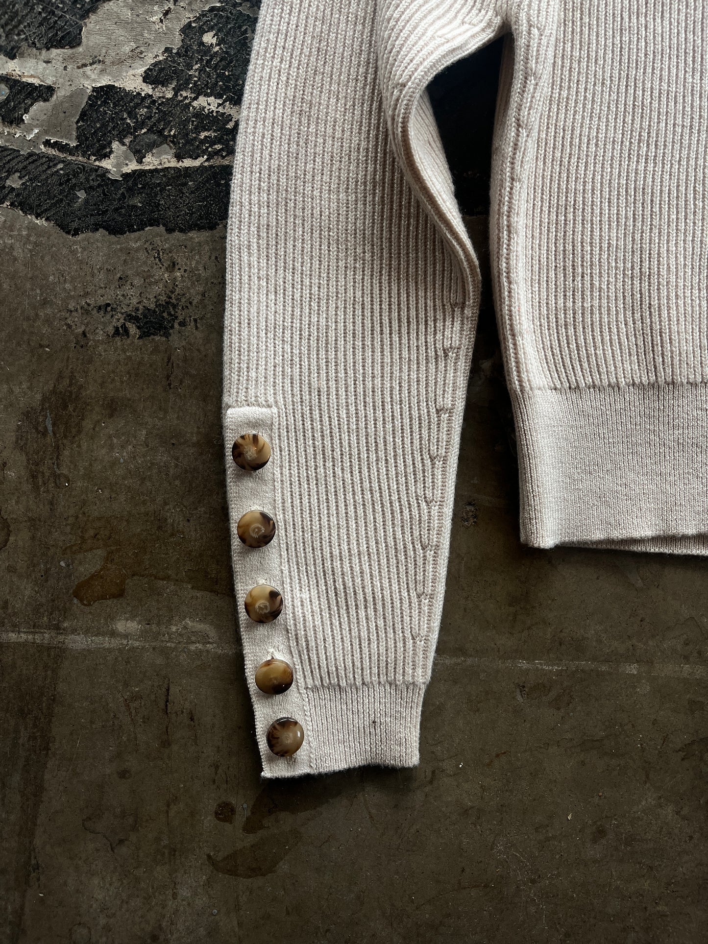 Sezane Button Sleeve Tan Sweater