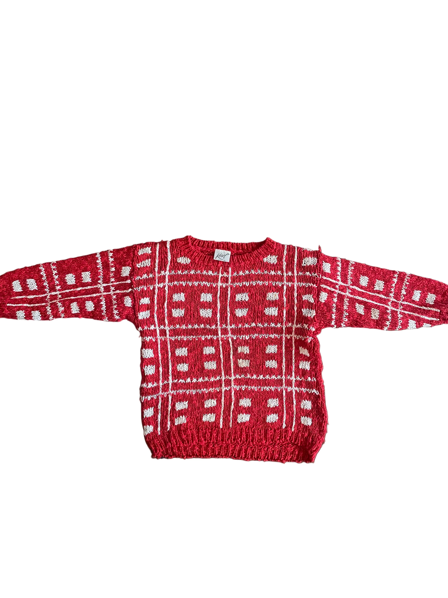Red + White Abstract Knit Sweater